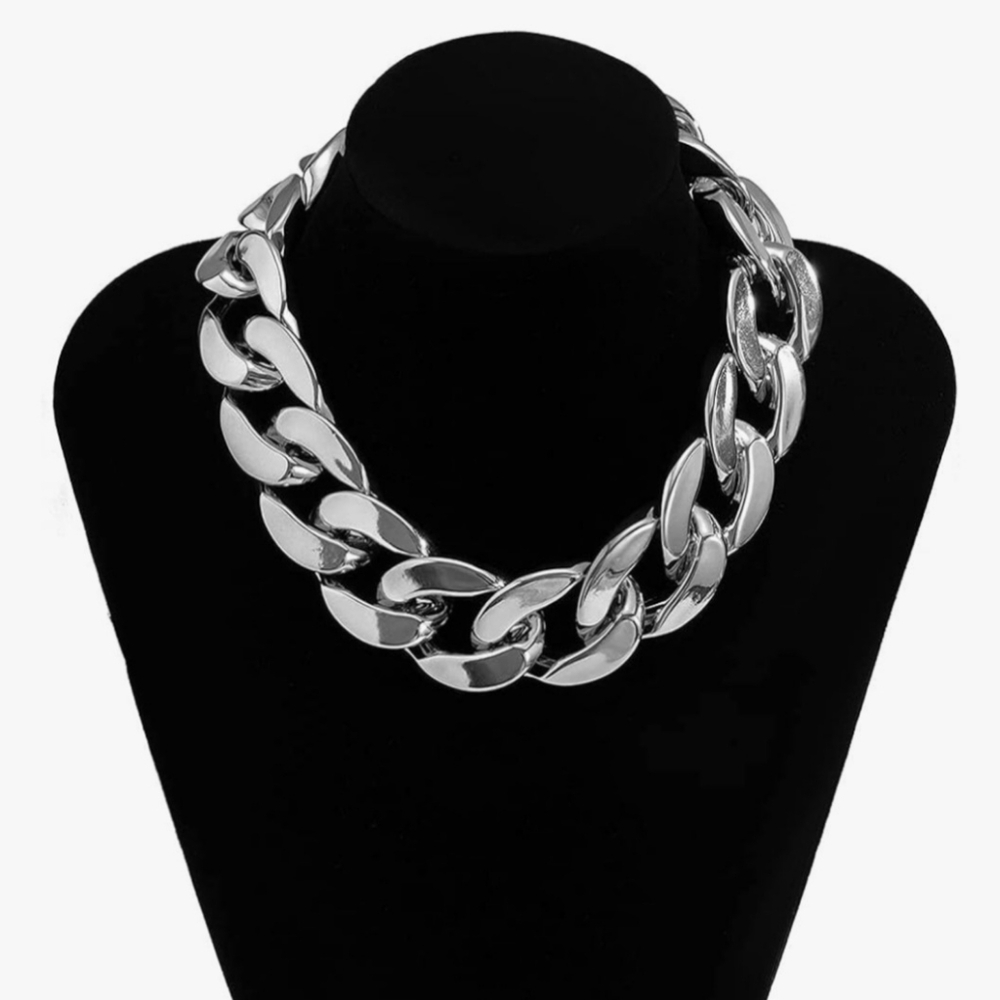 Cuban Link Chain Choker Plastic Necklace NWOT - Picture 2 of 3